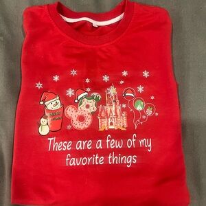 Disney Christmas Sweatshirt Castle Hot Cocoa Etsy Sweater Red Gift Holiday